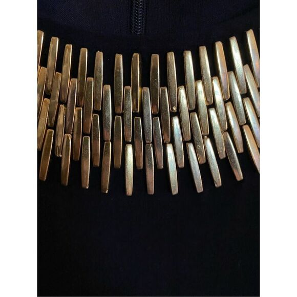 Calvin Klein women’s gold beaded embroidered knee length dress size 4P - Picture 4 of 5